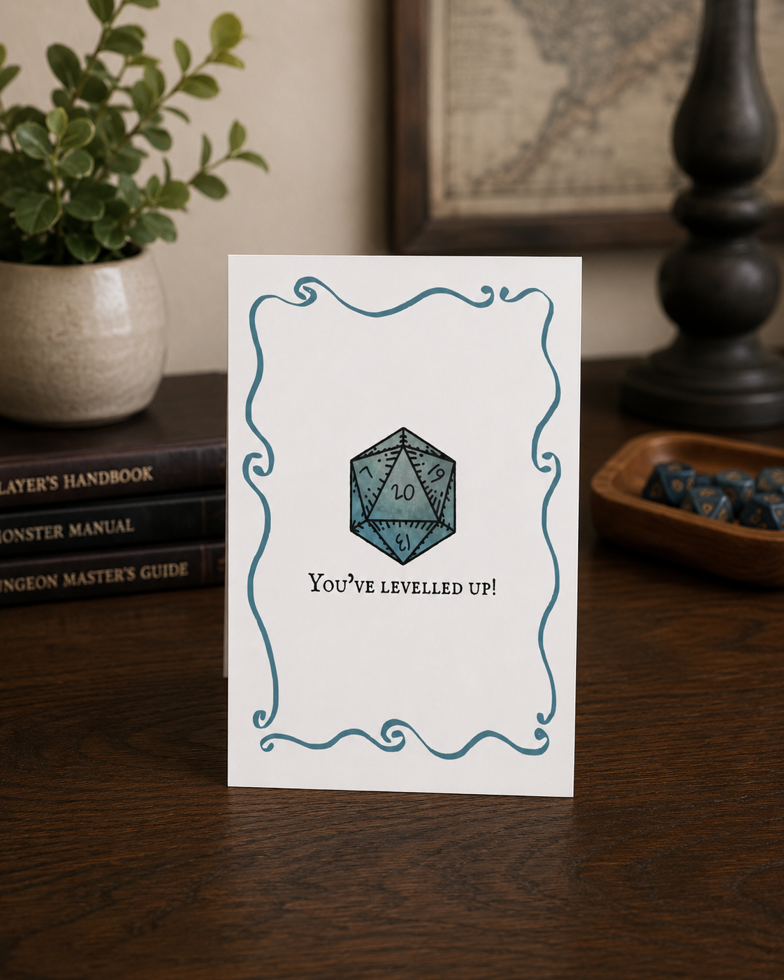 Greetings Card - You've Levelled Up! D20 Dice D&D Celebration Card