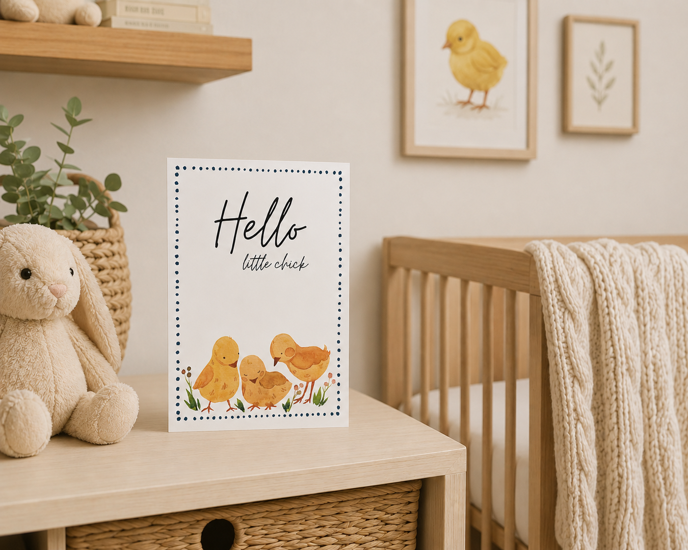 Greetings Card - Hello Little Chick New Baby Card