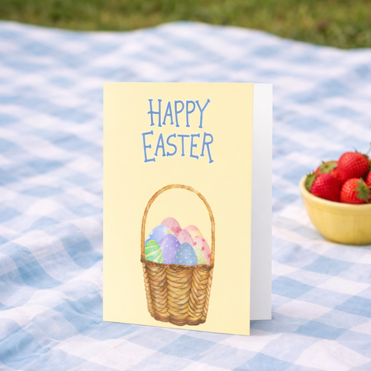 Greetings Card - Pastel Easter Egg Basket Pastel