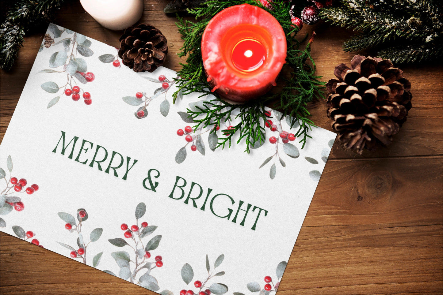 Christmas Card - Merry and Bright Winter Berry