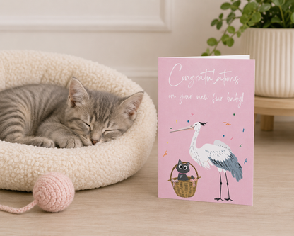 Greetings Card - Congratulations on Your New Fur Baby Card — Stork & Kitten