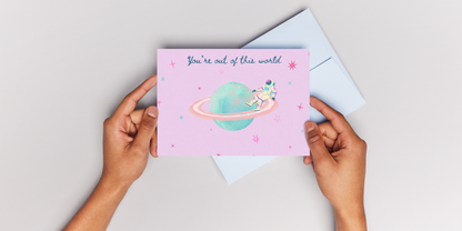 Greetings Card -  You're Out of This World Card | Space Astronaut Birthday & Anniversary Card