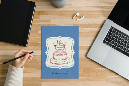 Greetings Card - Make a Wish Birthday Card | Illustrated Cake Greeting Card