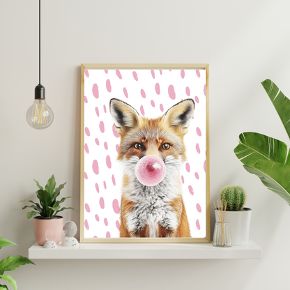 Wall Art Print - Fox Bubblegum-By The Bard