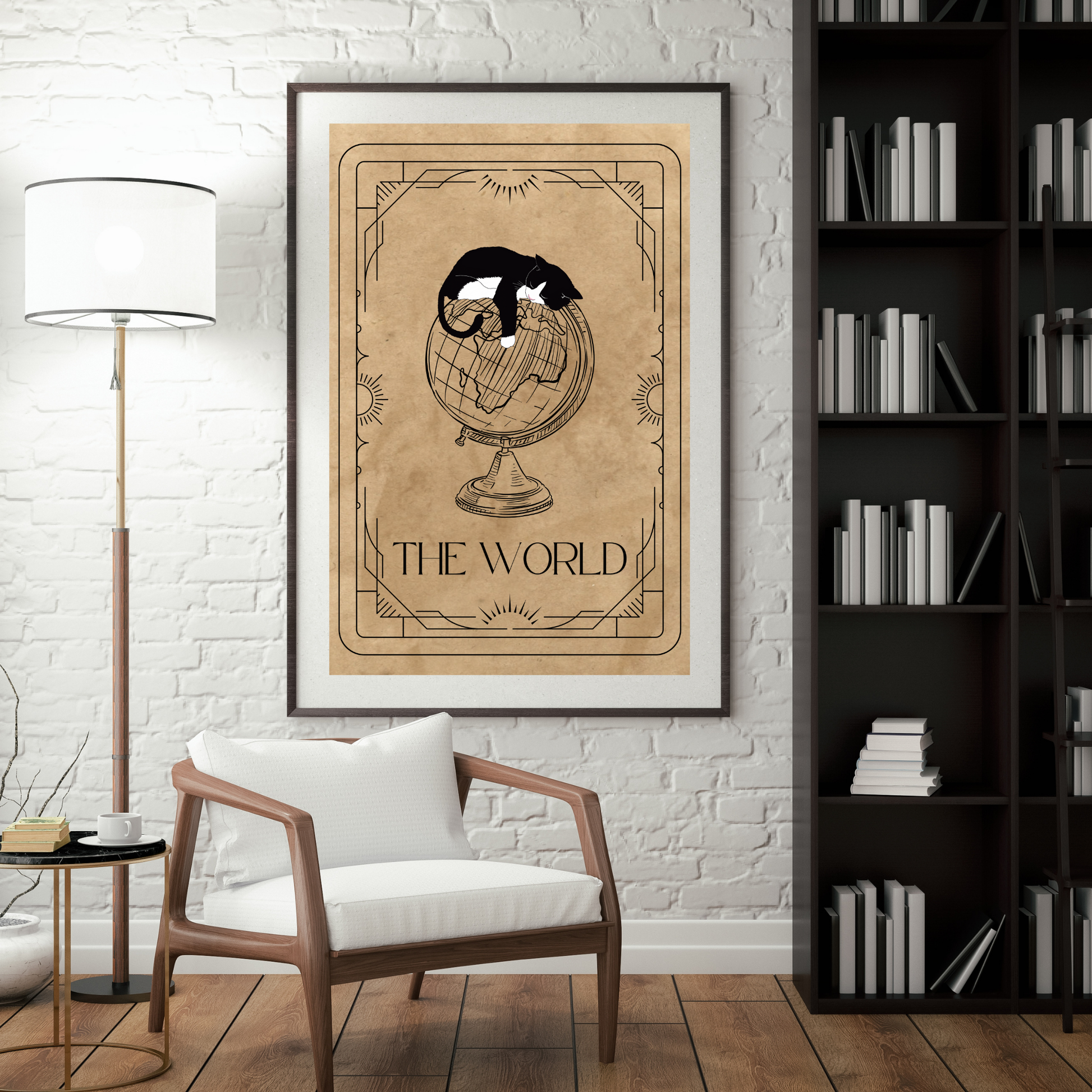 Wall Art Print - Tarot Card - The World, Cat Edition-By The Bard