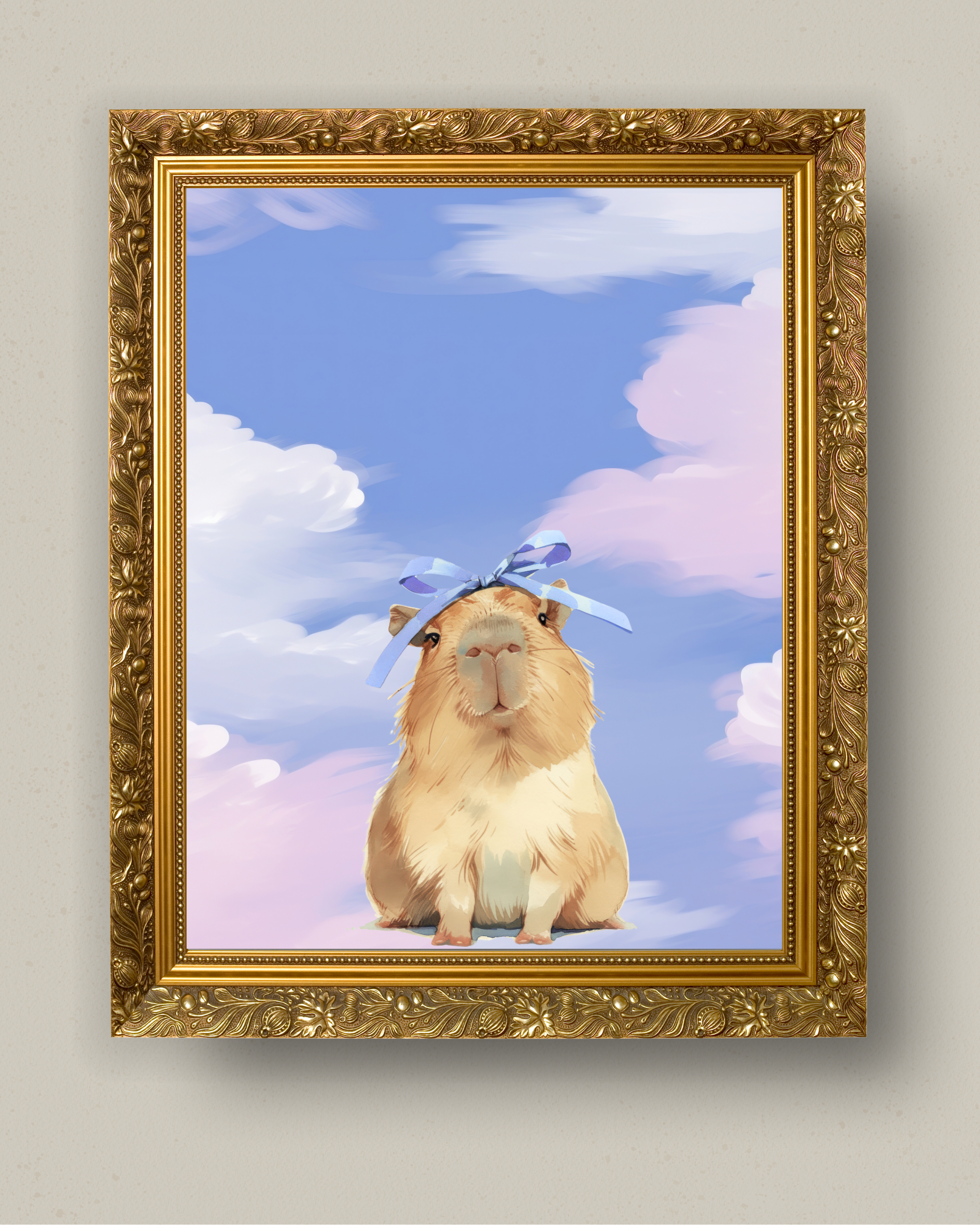 Wall Art Print - Pastel Cloud Guinea Pig Princess Print-By The Bard