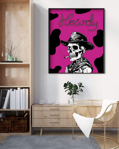 Wall Art Print - Howdy Cowboy Skeleton-By The Bard