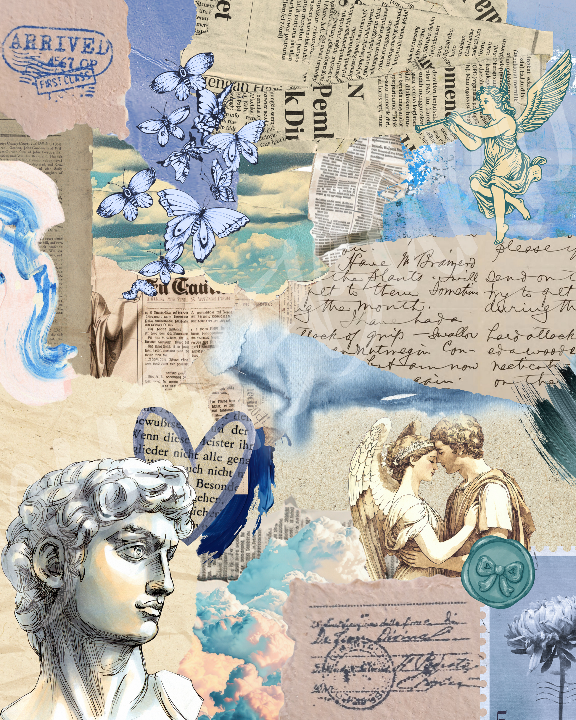 Wall Art Print - Neo Classical Romantic Greco-Roman Collage-By The Bard