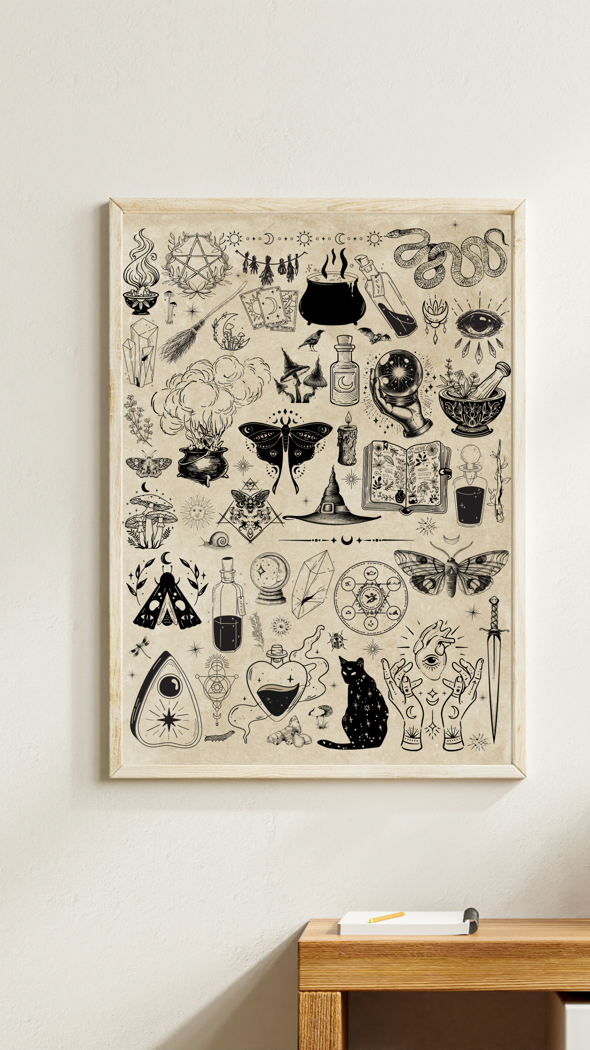 Wall Art Print - Mystical Witchcraft Vintage Illustration-By The Bard