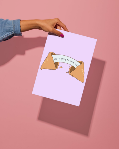 Greetings Card -  It's All Going to Work Out Card | Fortune Cookie Good Luck Bon Voyage Card