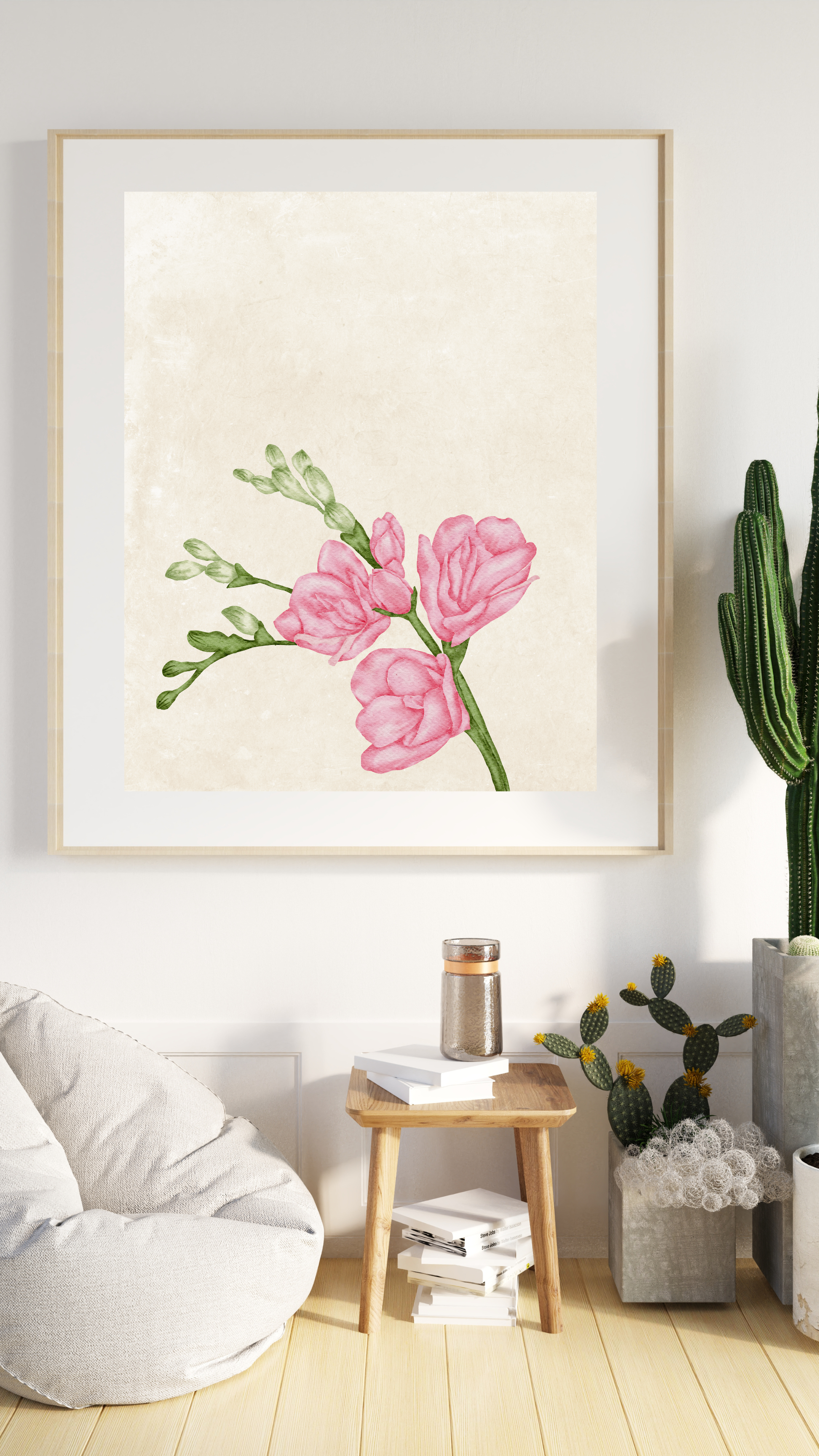 Wall Art Print - Botanical Watercolour Freesia Illustration-By The Bard