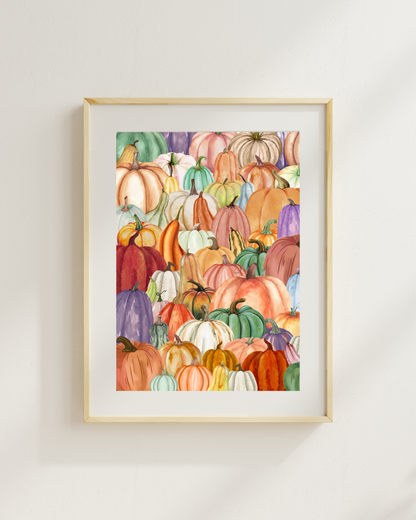 Wall Art Print - Autumn Pumpkin Patch  | Cosy Fall Halloween Home Decor