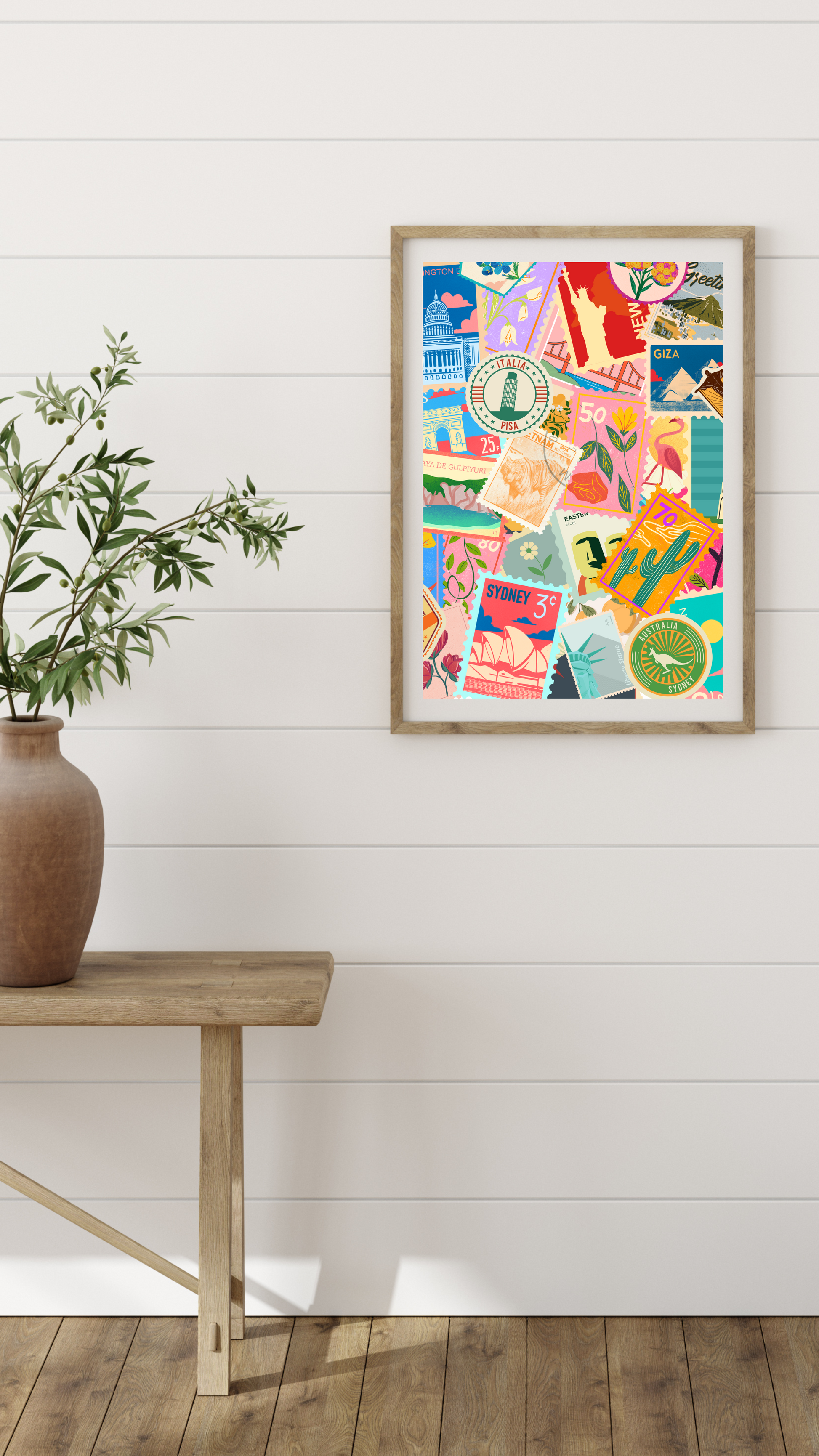 Wall Art Print - Travel Stamps-By The Bard