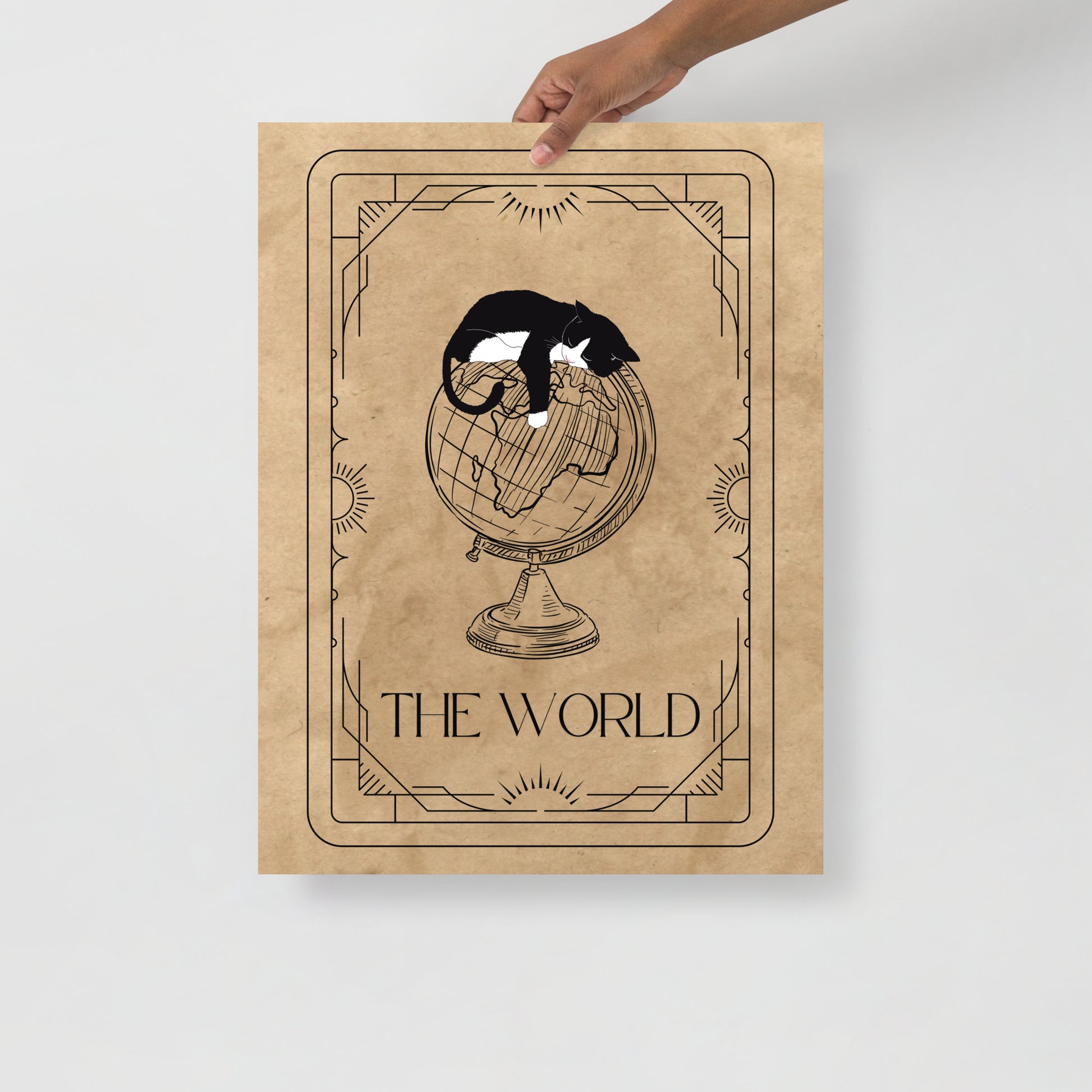 Wall Art Print - Tarot Card - The World, Cat Edition-By The Bard