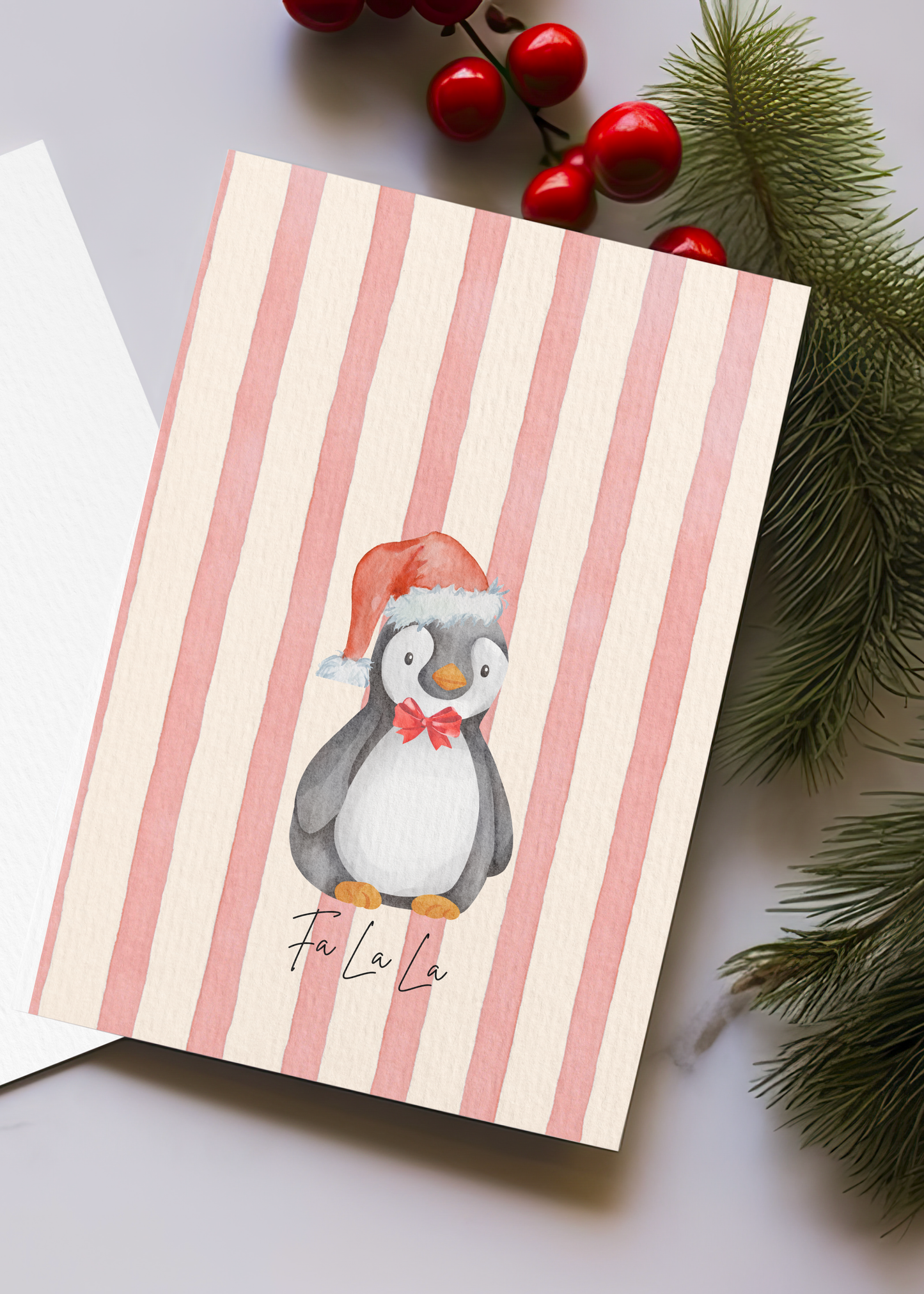 Christmas Card - Fa La La Penguin Christmas Card