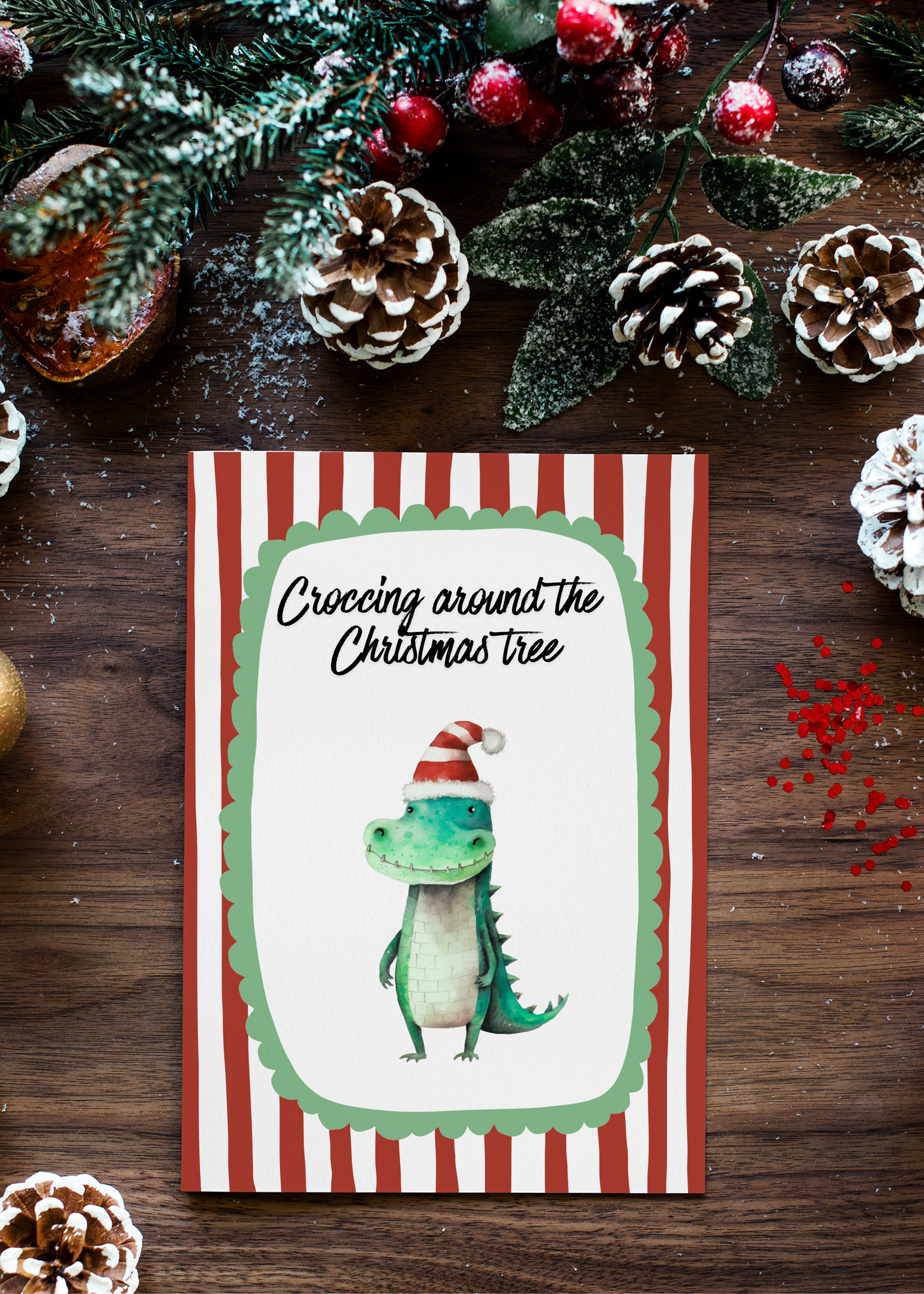 Christmas Card - Croc-ing Around the Christmas Tree Card