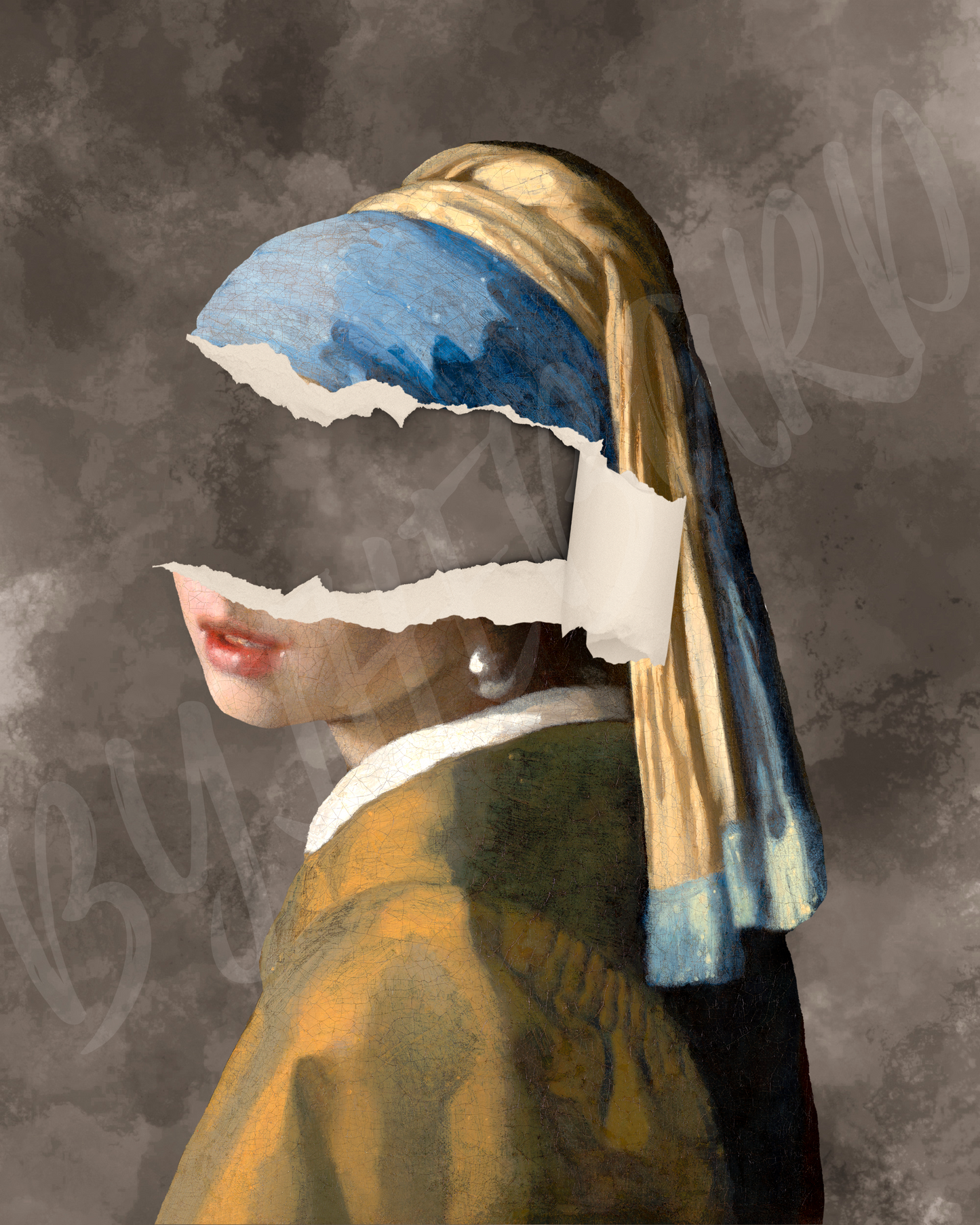 Wall Art Print - Ripped Girl with a Pearl Earring-By The Bard