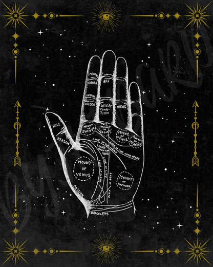 Wall Art Print - Vintage Occult Palm Reading Guide-By The Bard
