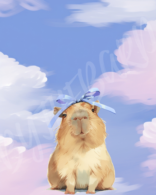 Wall Art Print - Pastel Cloud Guinea Pig Princess Print-By The Bard