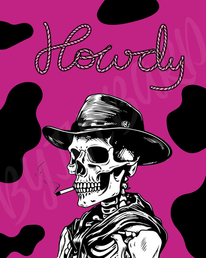 Wall Art Print - Howdy Cowboy Skeleton-By The Bard