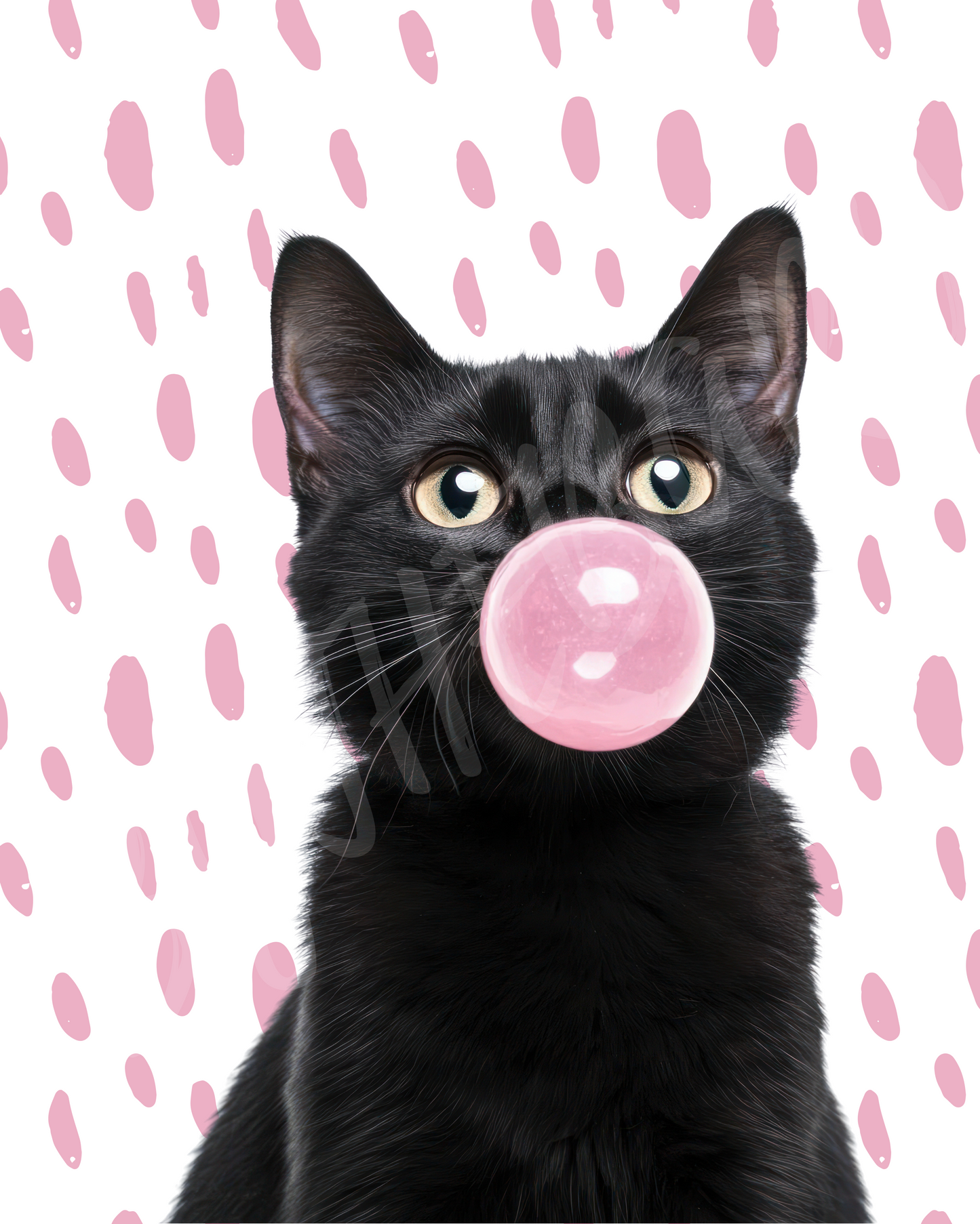 Wall Art Print - Black Cat Bubblegum-By The Bard
