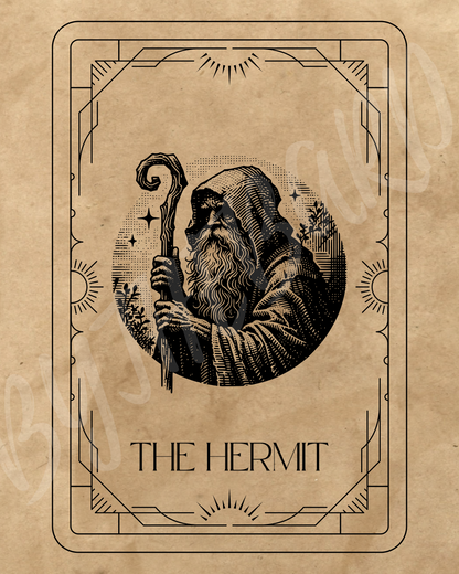 Wall Art Print - Tarot Card - The Hermit-By The Bard