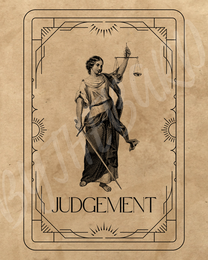 Wall Art Print - Tarot Card - Judgement, Lady Justice Edition-By The Bard