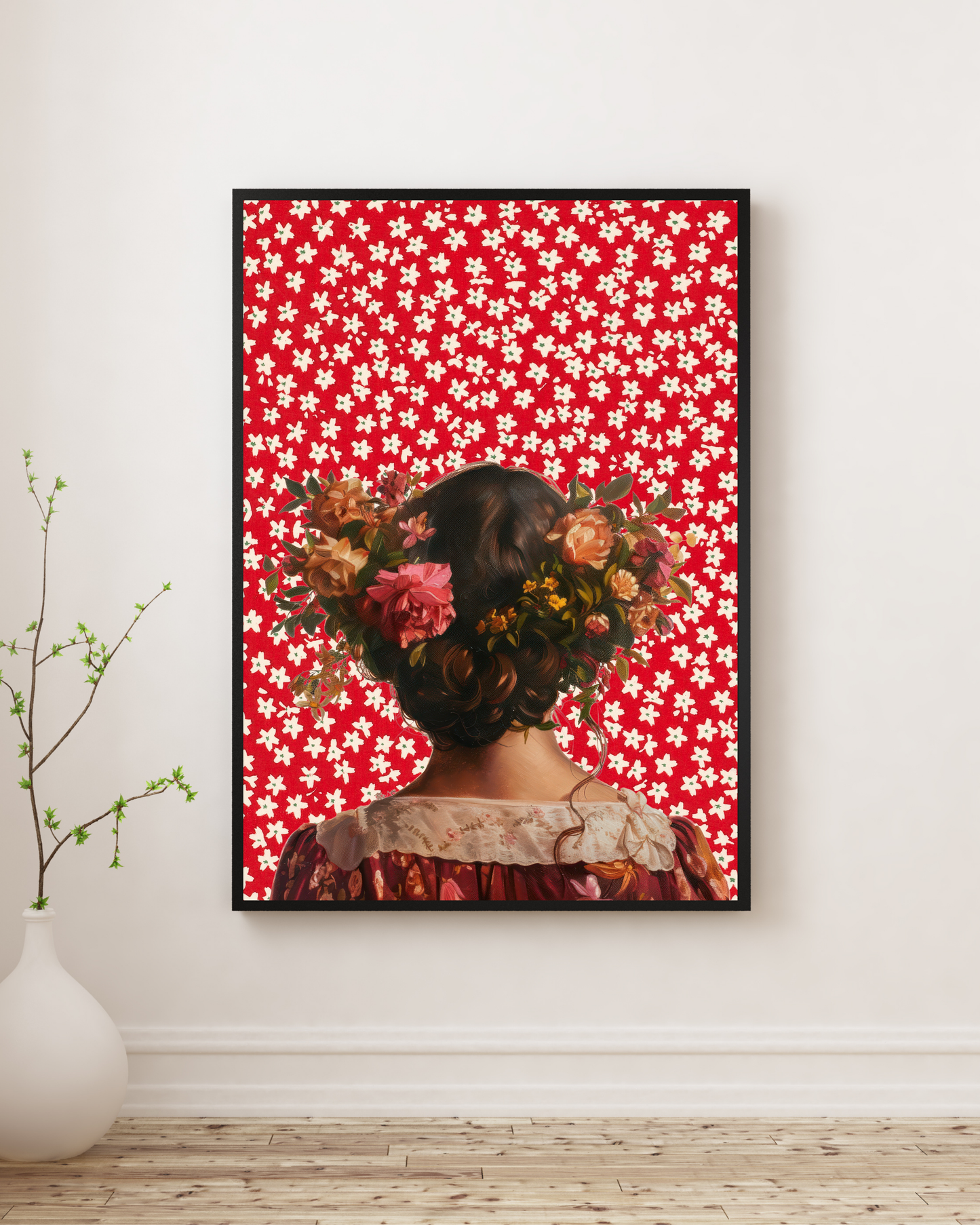 Wall Art Print - Flower Crown Reverie Vintage Floral Portrait-By The Bard