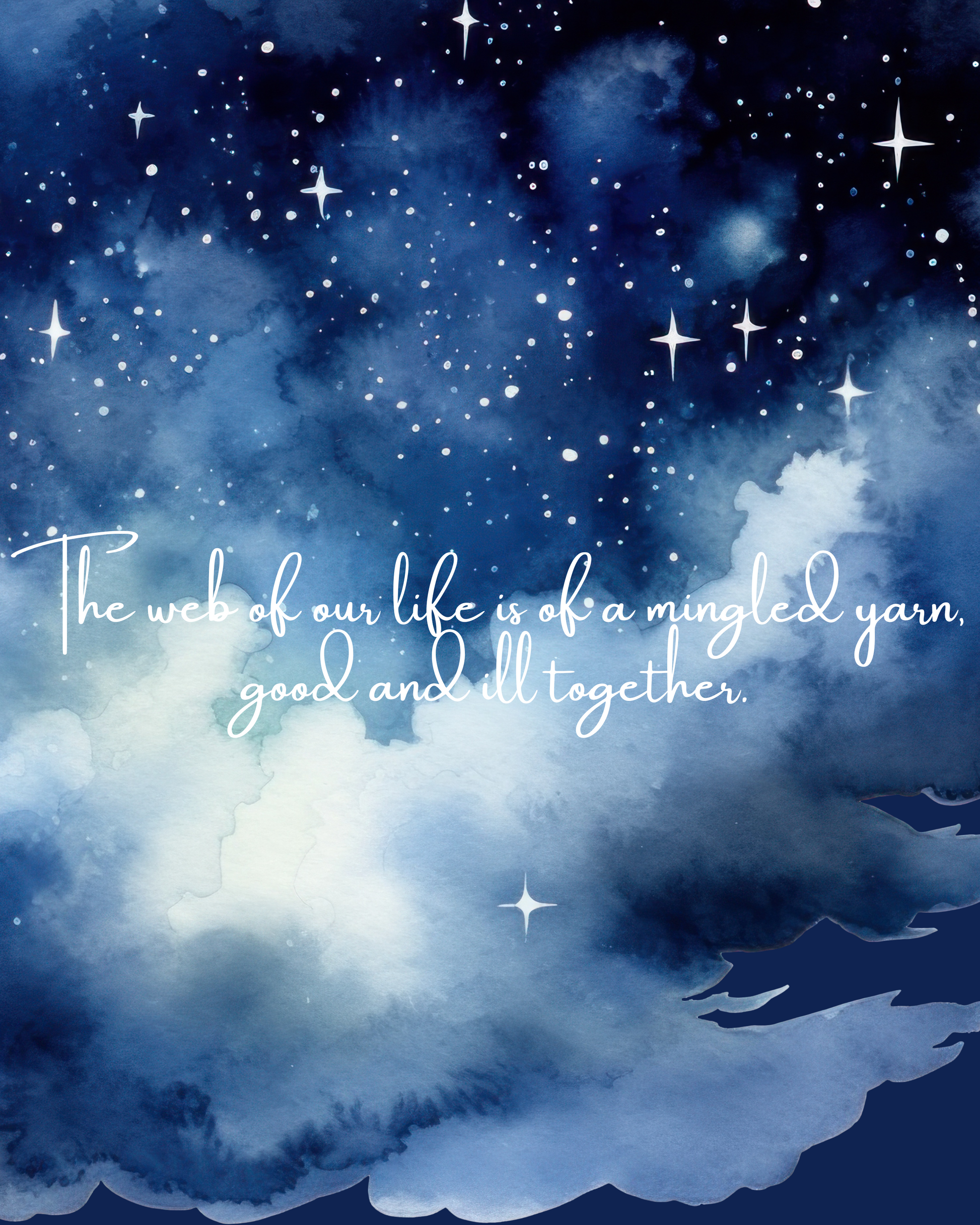 Wall Art Print - "The Web of Our Life" Shakespeare inspirational Quote Starry Night Wall Art-By The Bard