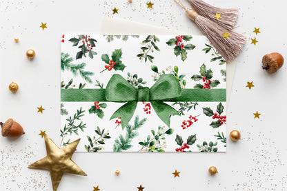 Christmas Card -  Winter Greens and Berries