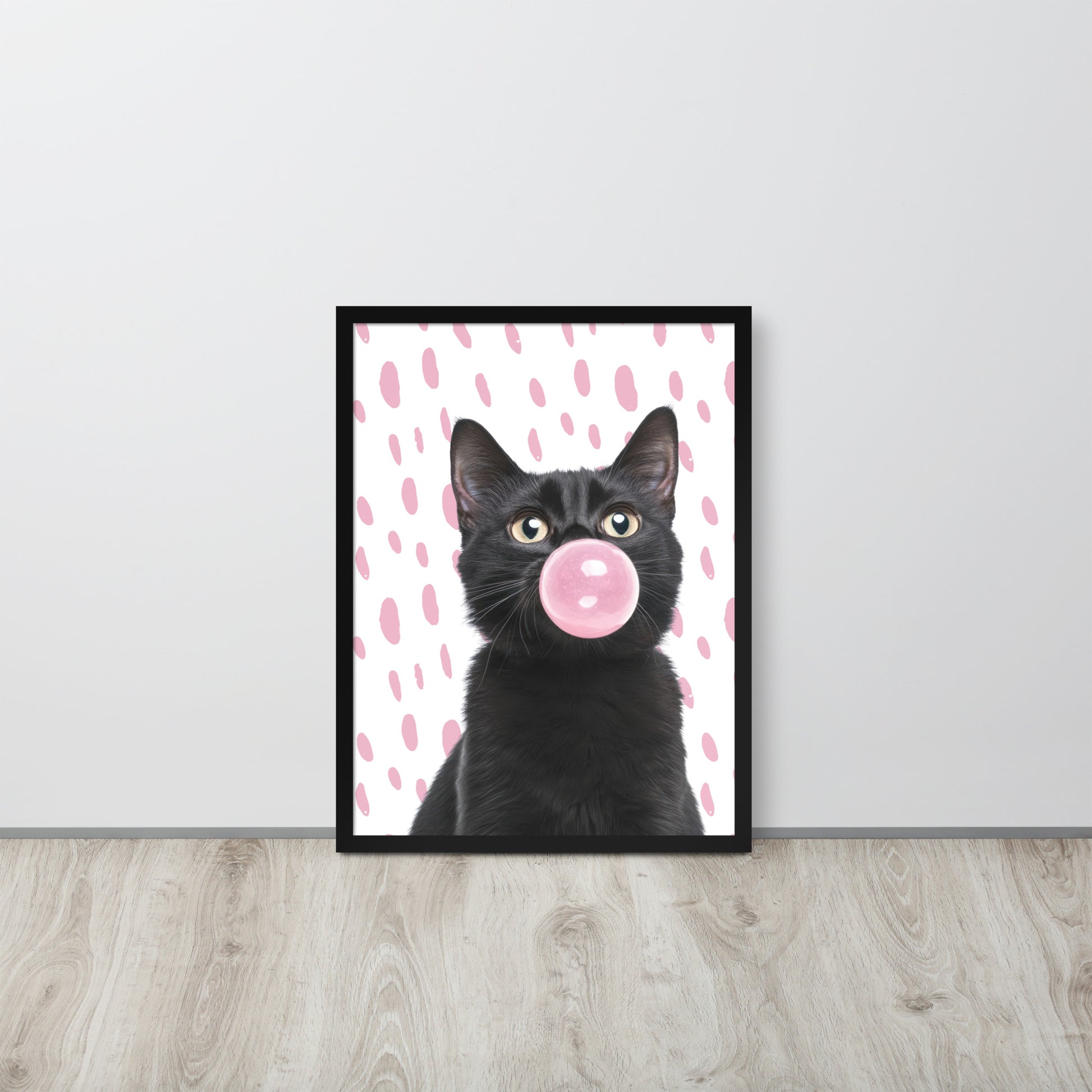 Wall Art Print - Black Cat Bubblegum-By The Bard