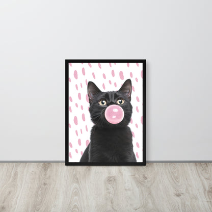 Wall Art Print - Black Cat Bubblegum-By The Bard