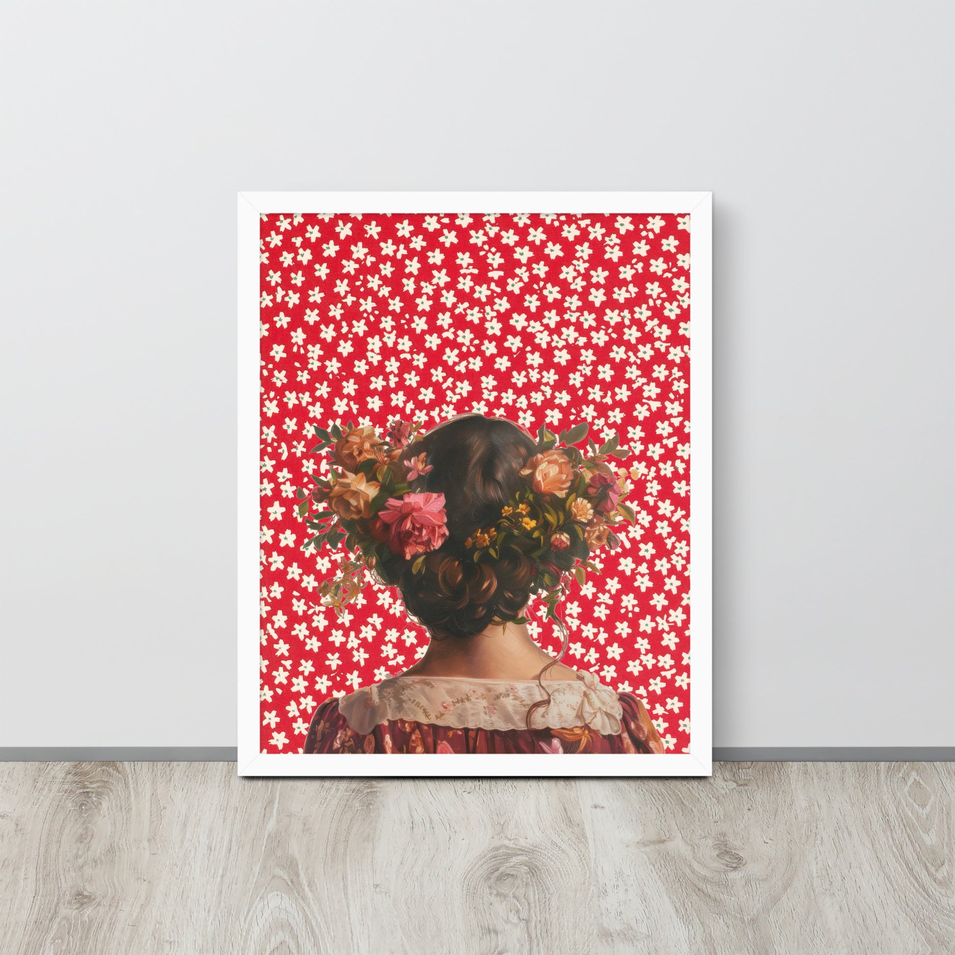 Wall Art Print - Flower Crown Reverie Vintage Floral Portrait-By The Bard