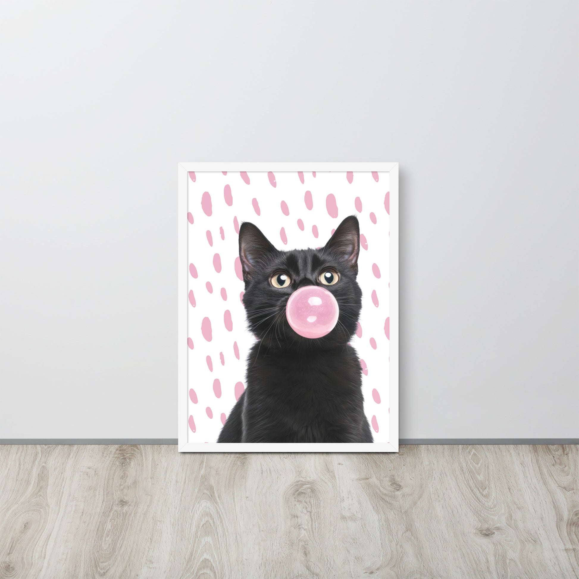 Wall Art Print - Black Cat Bubblegum-By The Bard