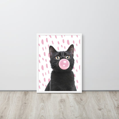 Wall Art Print - Black Cat Bubblegum-By The Bard