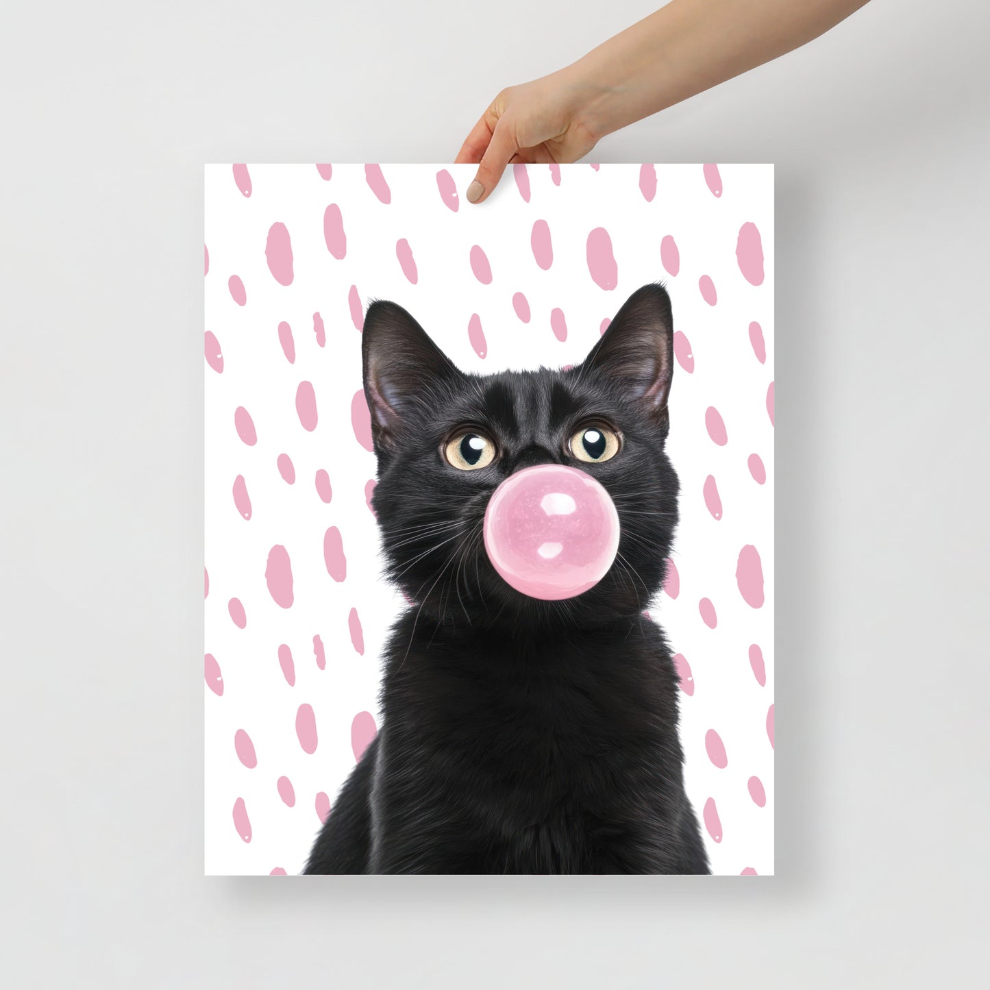 Wall Art Print - Black Cat Bubblegum-By The Bard
