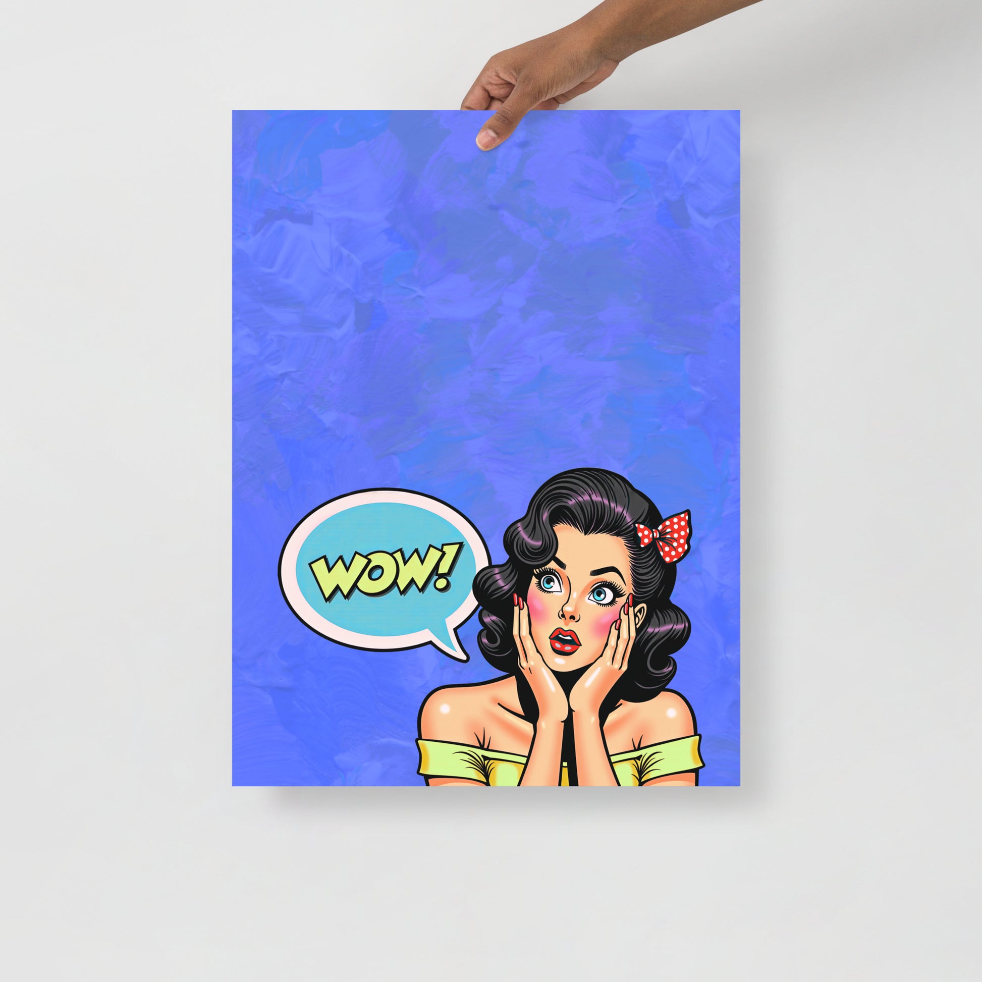 Wall Art Print - Retro Pop Art: WOW! Pin-Up Girl-By The Bard