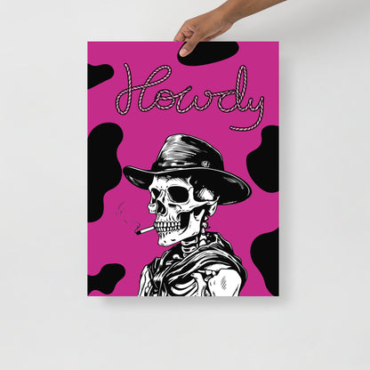 Wall Art Print - Howdy Cowboy Skeleton-By The Bard