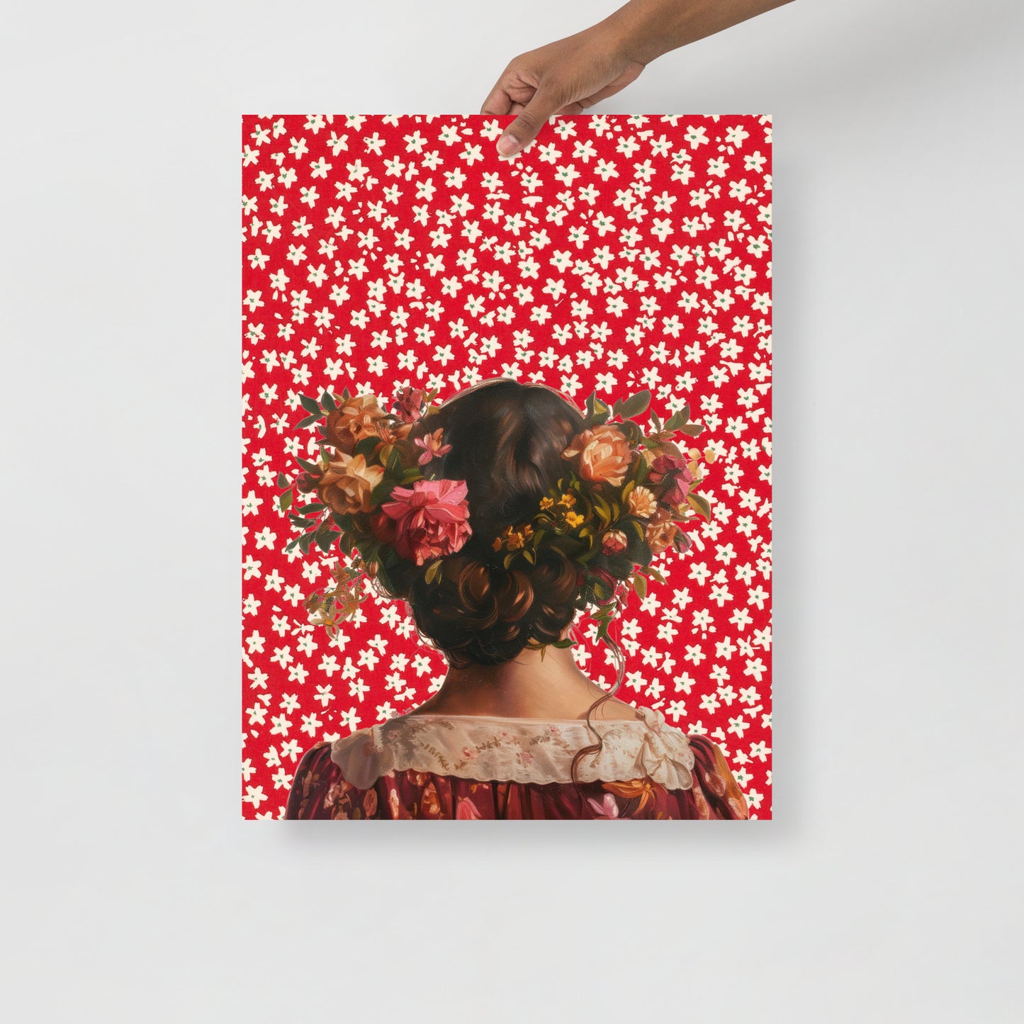 Wall Art Print - Flower Crown Reverie Vintage Floral Portrait-By The Bard