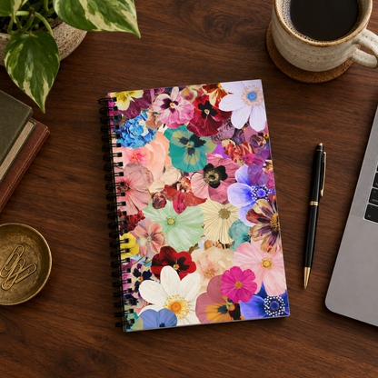 Notebooks & Journals - Pressed Flower Collage Spiral Notebook
