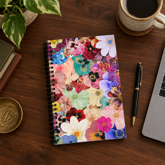 Notebooks & Journals - Pressed Flower Collage Spiral Notebook