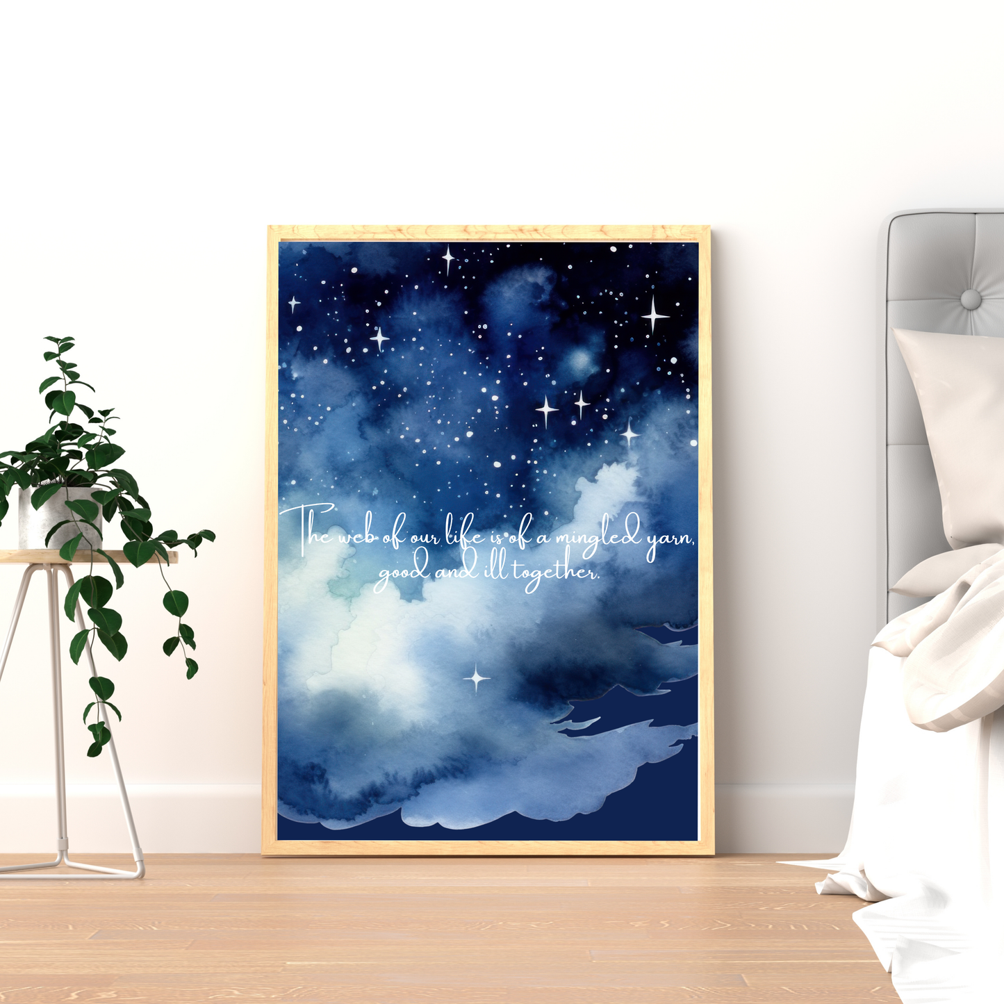 Wall Art Print - "The Web of Our Life" Shakespeare inspirational Quote Starry Night Wall Art-By The Bard