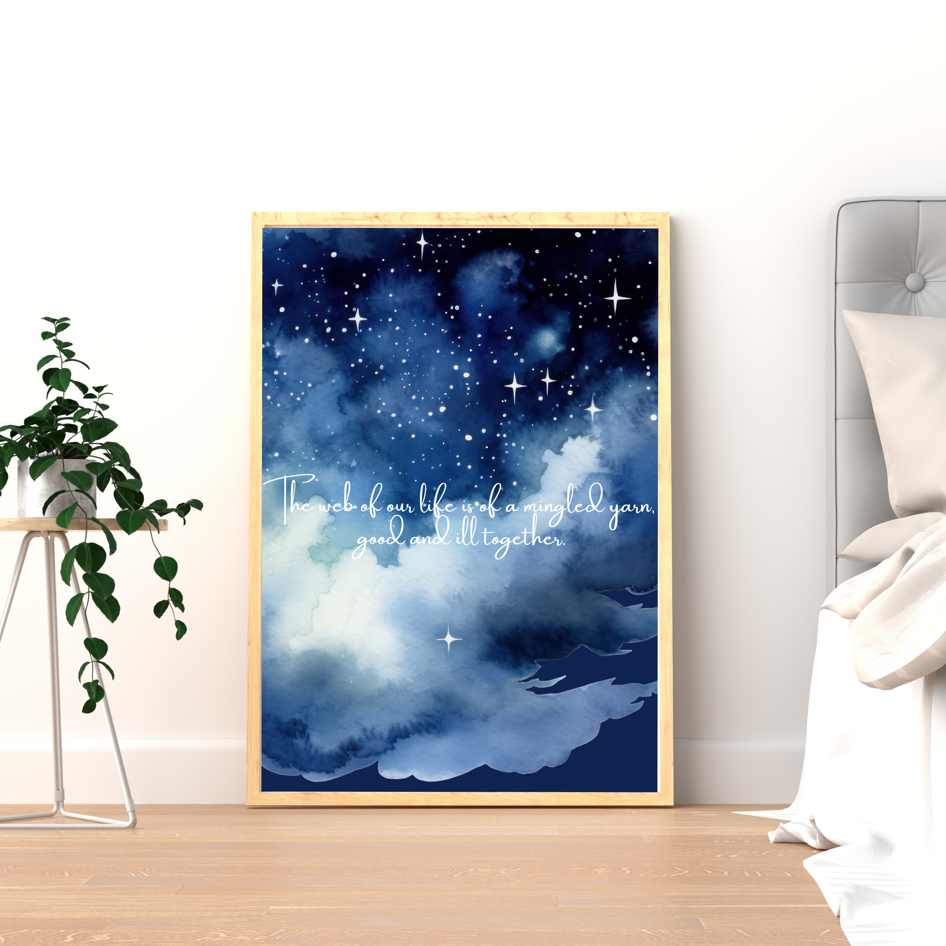 Wall Art Print - "The Web of Our Life" Shakespeare inspirational Quote Starry Night Wall Art-By The Bard