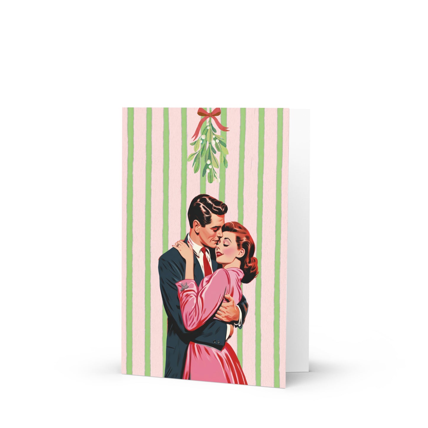 Christmas Card -  Vintage Romantic Mistletoe Christmas Card