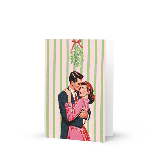 Christmas Card -  Vintage Romantic Mistletoe Christmas Card