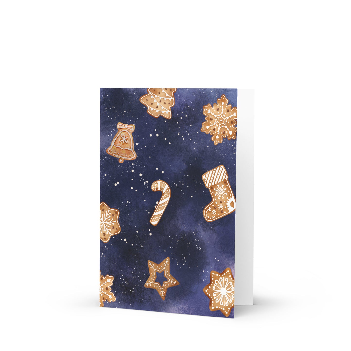 Christmas Card - Gingerbread Christmas Cookie Night Sky Christmas Card