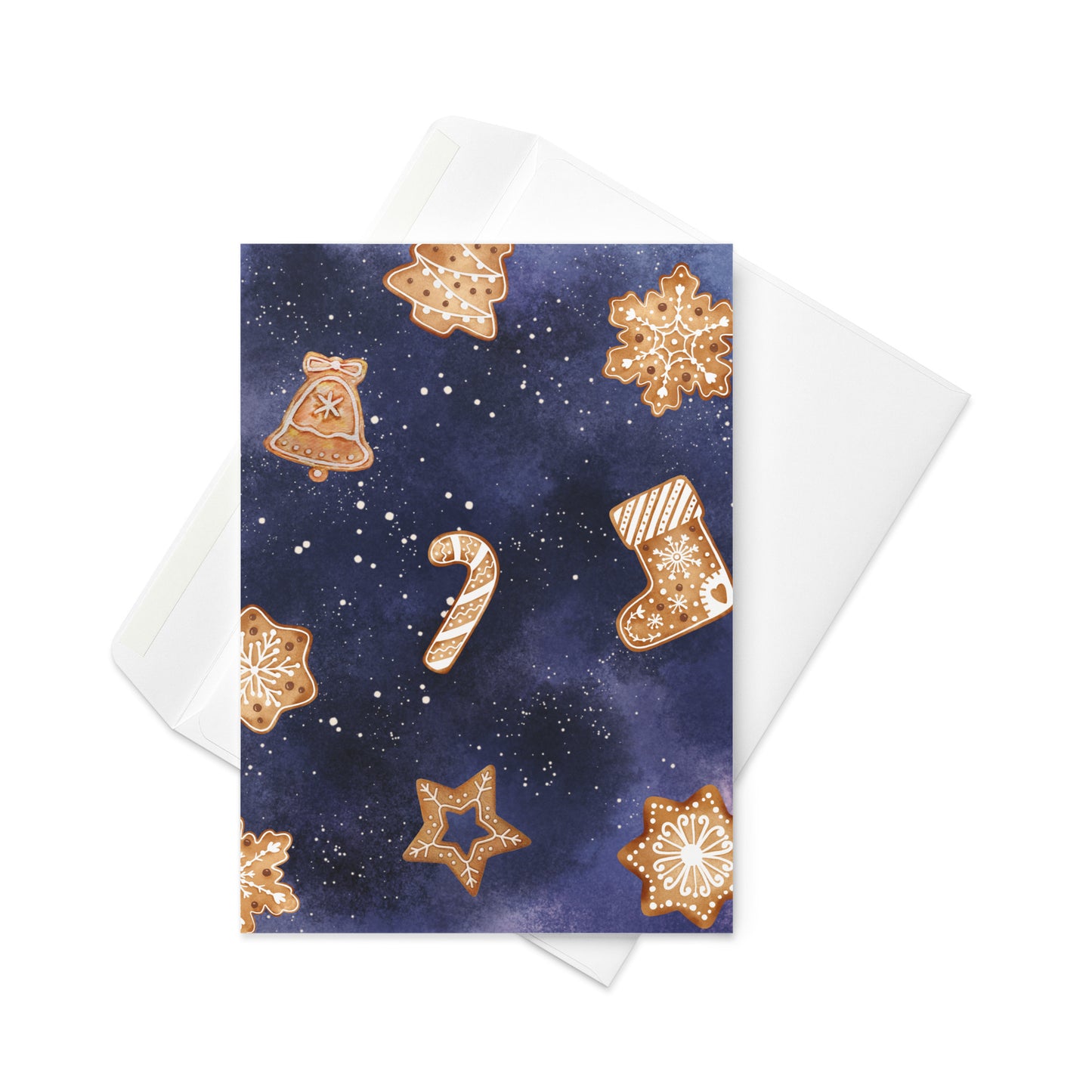 Christmas Card - Gingerbread Christmas Cookie Night Sky Christmas Card