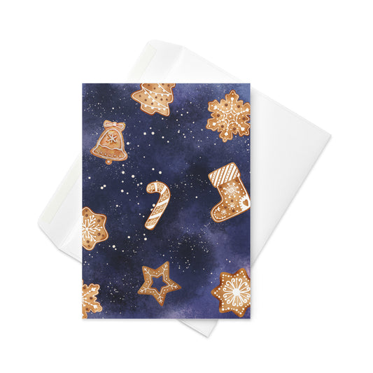 Christmas Card - Gingerbread Christmas Cookie Night Sky Christmas Card