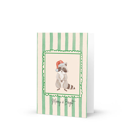 Christmas Card - Merry and Bright Raccoon Christmas Card
