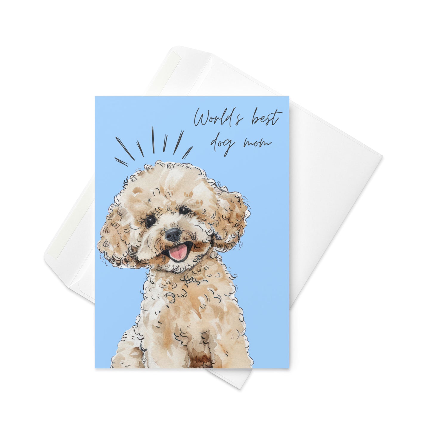 Greetings Card -   World's Best Dog Mom Card | Illustrated Cockapoo Greeting Card for Dog Lovers
